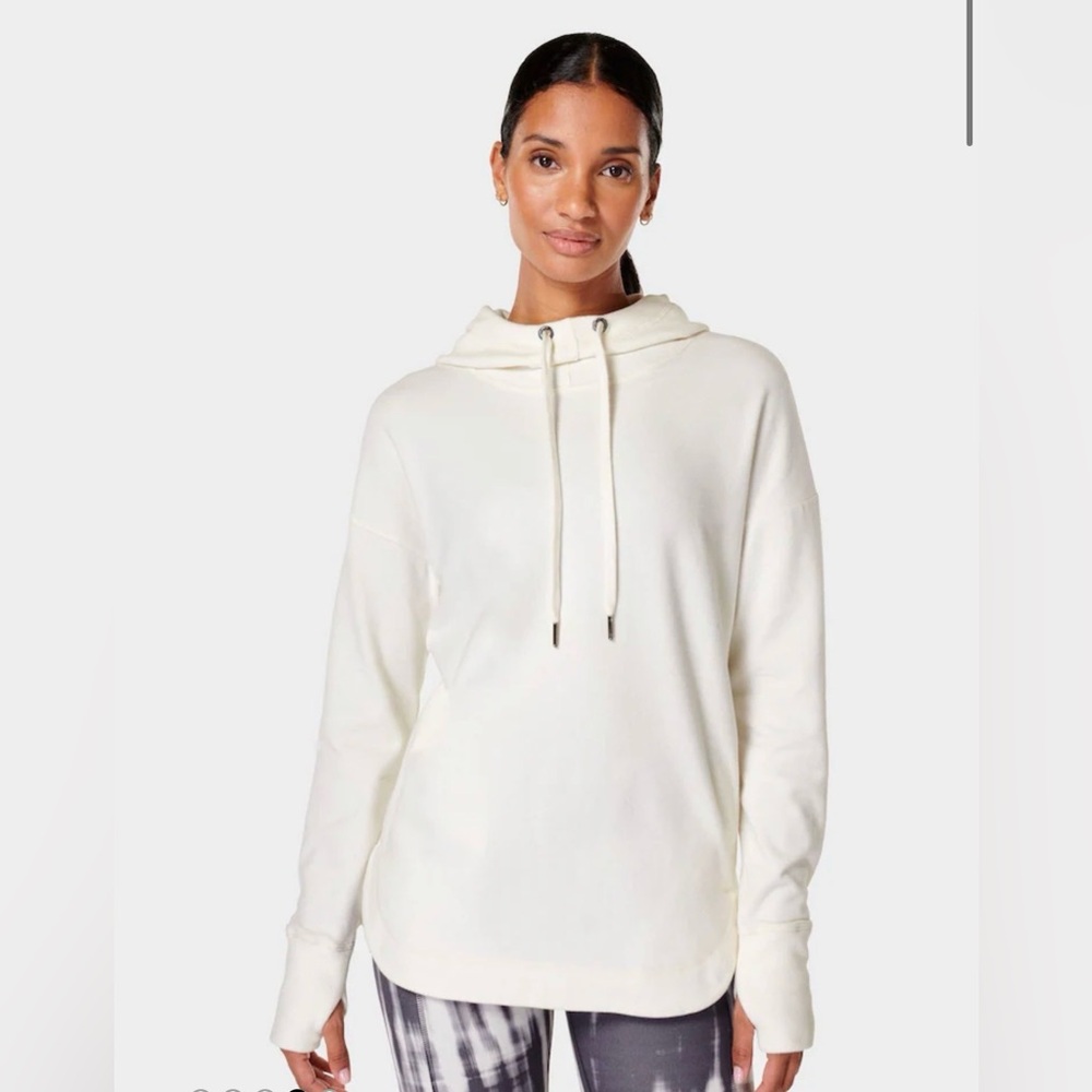 Sweaty Betty Escape Luxe Fleece Hoodie Lily White Hoodie